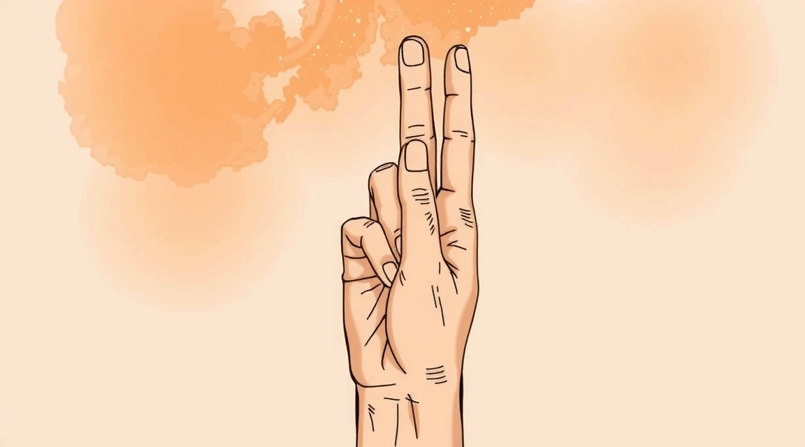 Illustration of Nadi Shodhana mudra, a hand gesture for alternate nostril breathing.